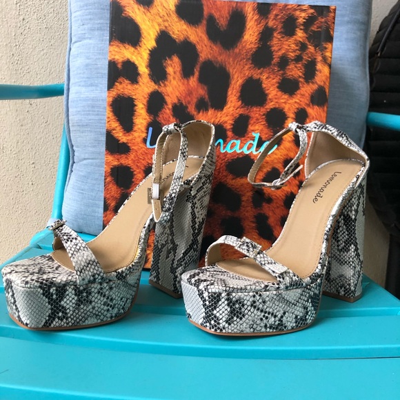2 for $22🔥Sale Lemonade MILAN Faux Snake Chunky Platforms - Picture 4 of 12